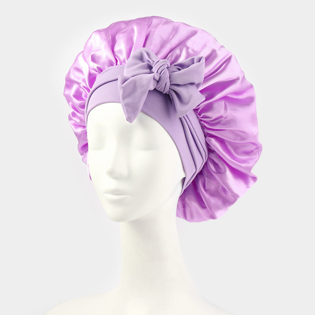 Silk Satin Bonnet – Adjustable Tie Band, Double Layer (Sleep Protection Cap)