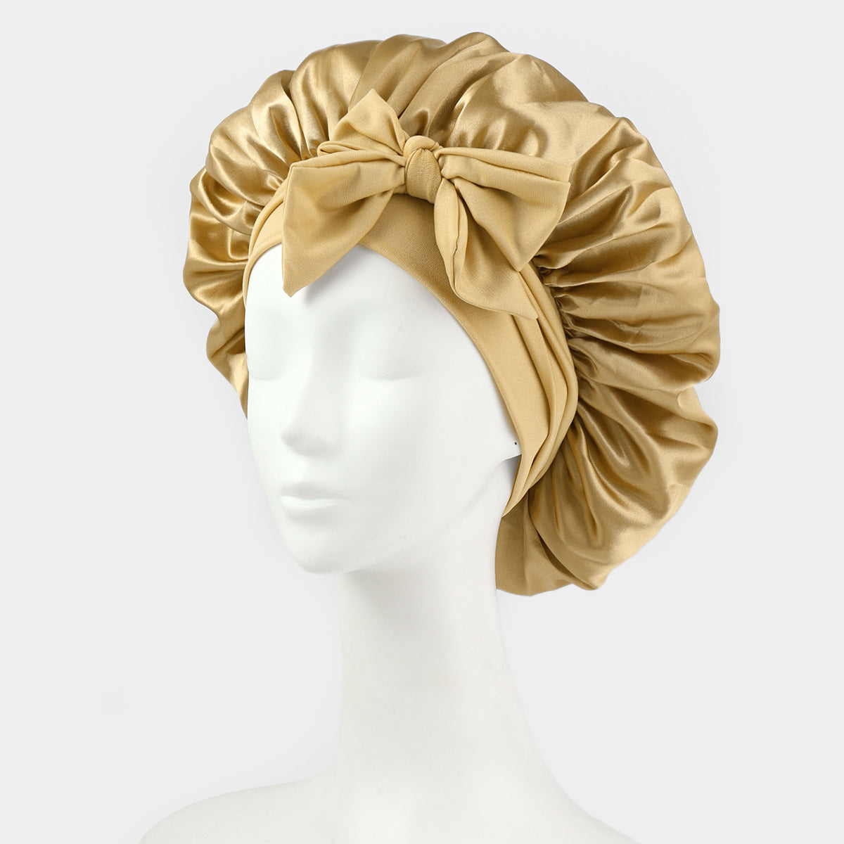 Silk Satin Bonnet – Adjustable Tie Band, Double Layer (Sleep Protection Cap)