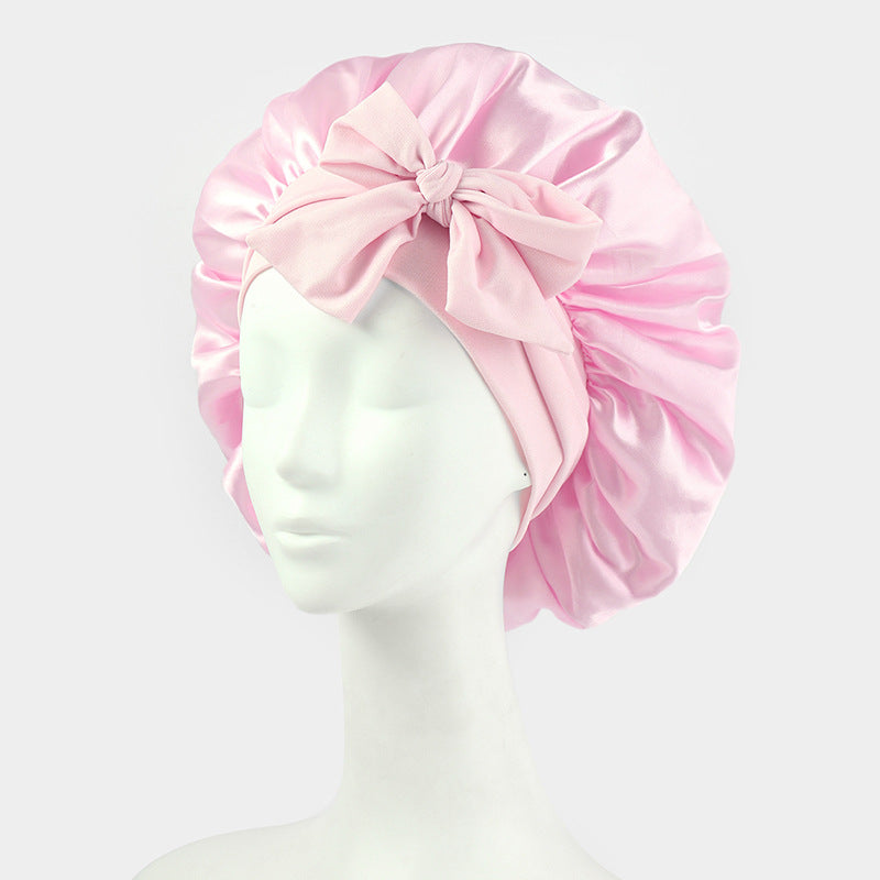 Silk Satin Bonnet – Adjustable Tie Band, Double Layer (Sleep Protection Cap)
